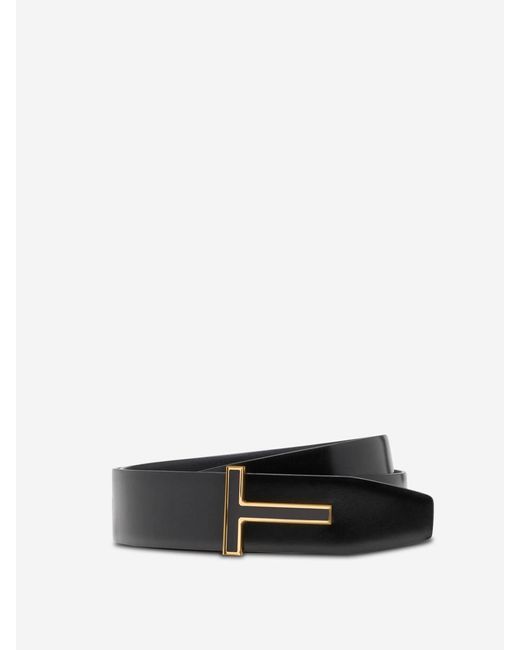 Tom Ford White T Leather Belt for men