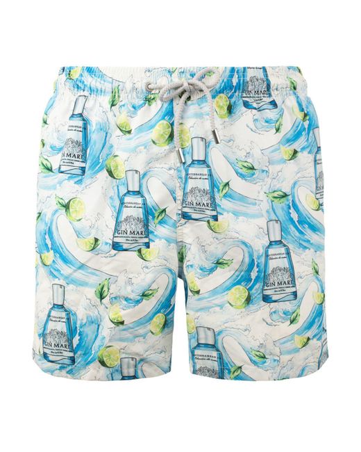 Mc2 Saint Barth Blue Gustavia Swimsuit With Gin Print for men
