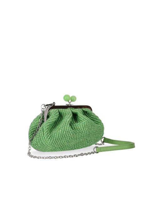 Weekend by Maxmara Green Palmas - Raffia-effect Pastry Bag