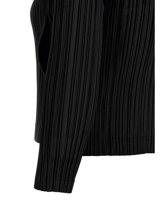 Pleats Please Issey Miyake Black 'Monthly Colors: August' Cardigan