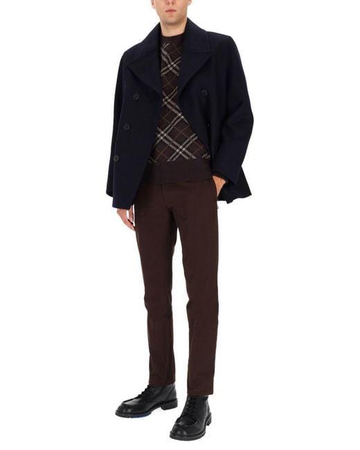 Burberry Blue Double-breasted Coat "shelborne" for men