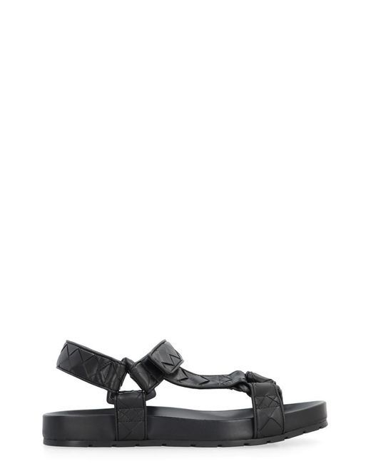 Bottega Veneta Black Trip Leather Sandals for men