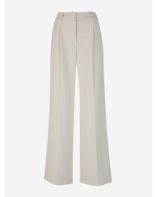 Veronica Beard White Striped Motif Pants