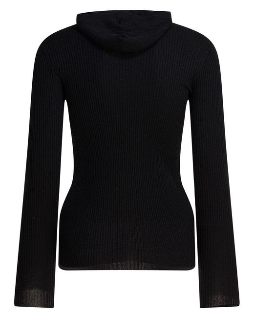 Brunello Cucinelli Black Sweater With Hood And Half Zipper