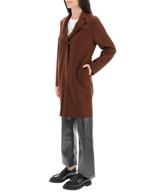 Harris Wharf London Brown Single-breasted Coat In Pressed Wool