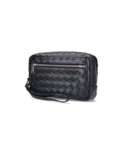 Bottega Veneta Blue Intrecciato Small Pouch With Wristlet for men