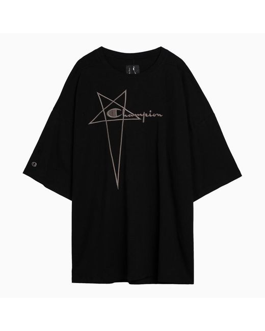Rick Owens Black Oversized Tommy T T-Shirt With Logo for men