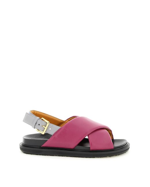 Marni Fussbett Calfskin Sandals in Pink | Lyst