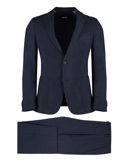 Boss Blue Mixed Wool Two-Pieces Suit for men