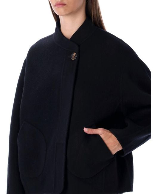 Soeur Black Windsor Short Double-Faced Wool Coat