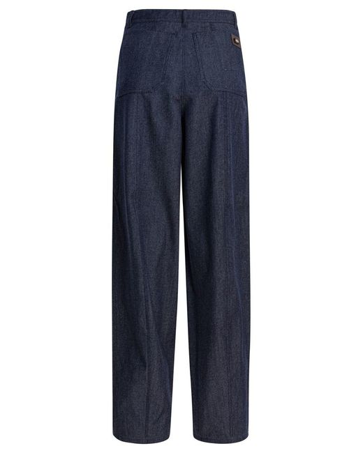 Max Mara Blue Denim-Effect Wool Pants