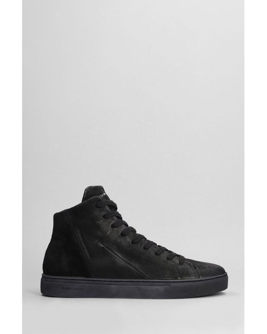 Crime London Black High Top Minimal Sneakers for men