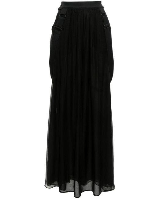 Max Mara Black Silk Chiffon Long Skirt