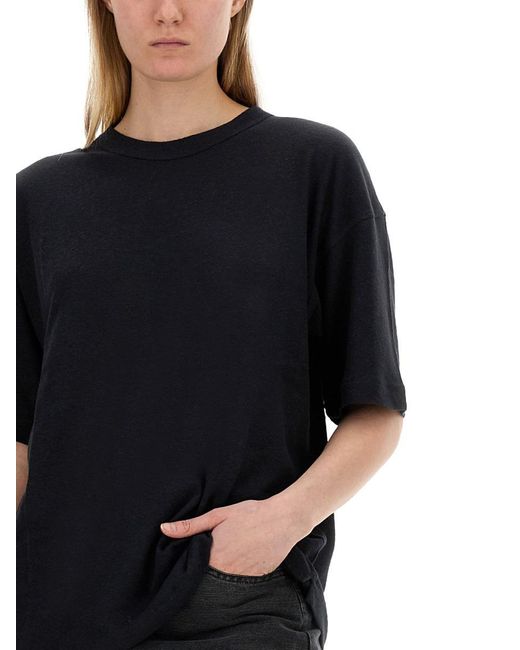 YMC Black Cotton And Linen T-Shirt
