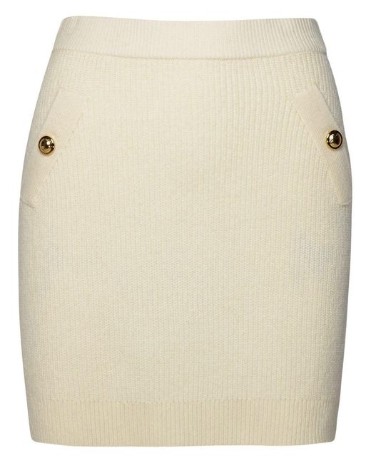 Michael Kors Natural Ivory Cashmere Blend Miniskirt