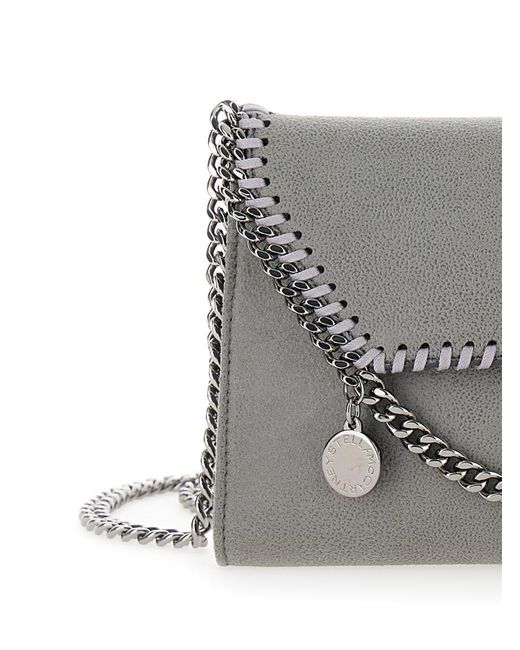 Stella McCartney Gray 'Mini Falabella' Crossbody Bag With Logo Charm
