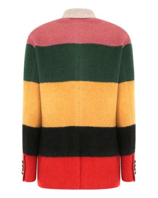 Etro Black Striped Wool Coat