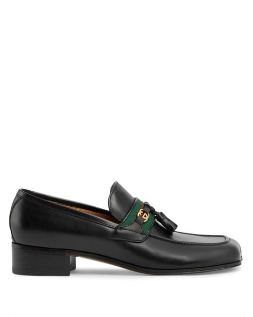 Gucci Black Leather Loafer Shoes