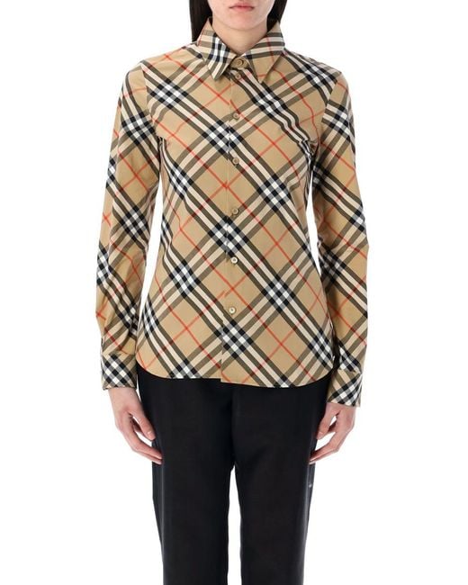 Burberry Natural Slim Fit Check Cotton Shirt For