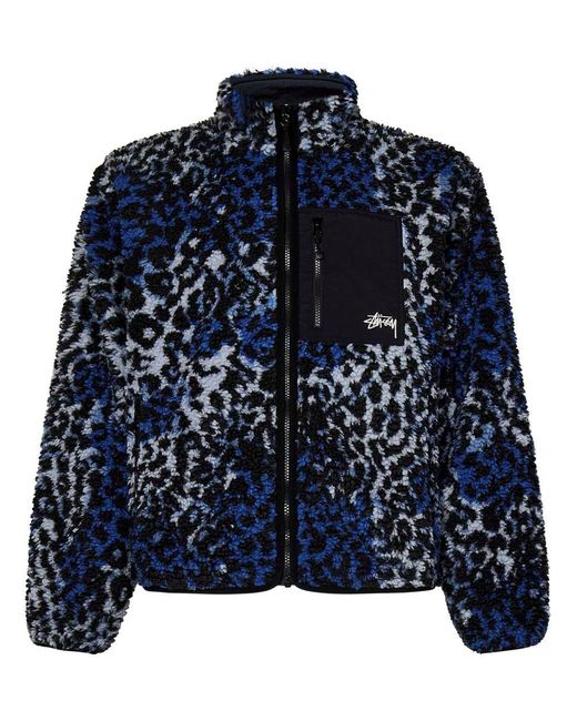 Stussy Blue Sherpa Reversible Jacket for men