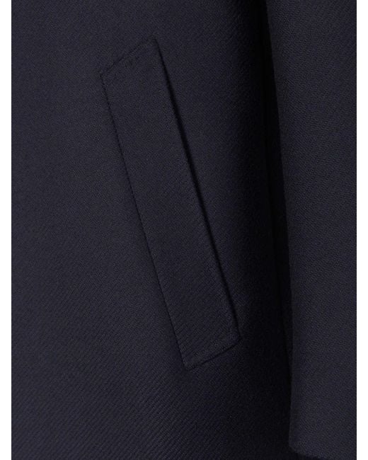 Canali Blue Herringbone Wool Coat for men