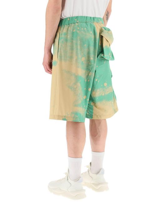 OAMC Green Smudge Oversized Shorts With Maxi Pockets for men