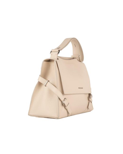 Orciani Natural Sveva Sense Medium Leather Shoulder Bag With Water Shoulder Strap