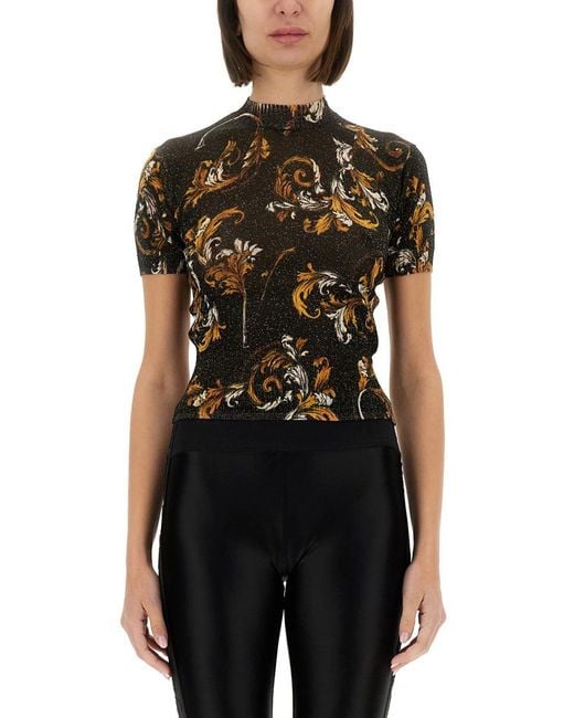 Versace Jeans Couture Black "Outline Baroque" Knitted T-Shirt
