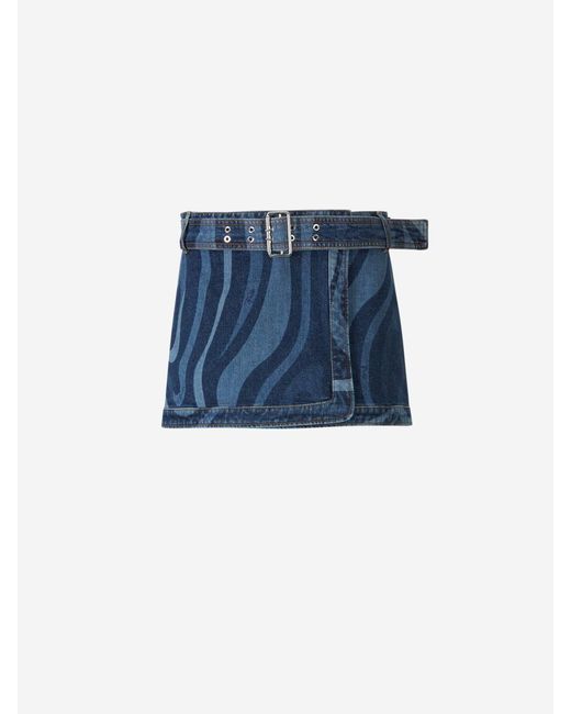 Emilio Pucci Blue Marmo Motif Mini Skirt