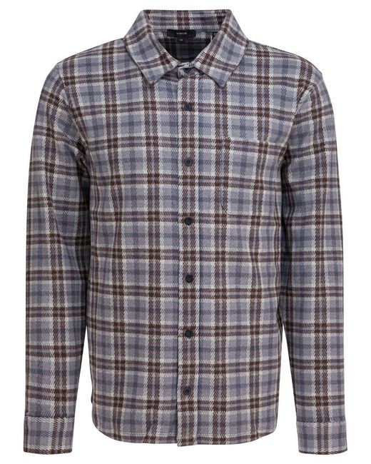 Vince Blue Plaid Overshirt Jacket for men