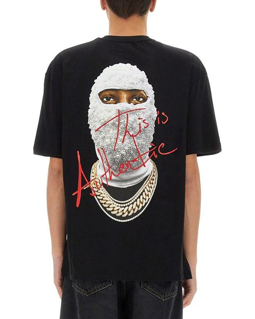 Ih Nom Uh Nit Black "This Is Authentic" Mask Print T-Shirt for men