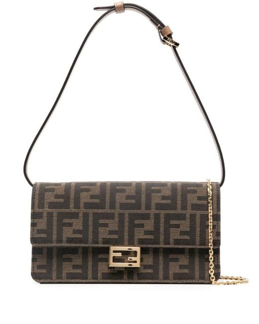 Fendi Brown Wallet On Chain Ff Jacquard Uette Accessories