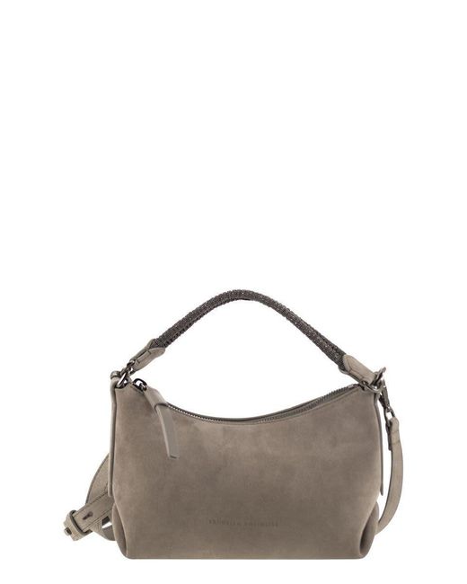 Brunello Cucinelli Brown Suede And Jewellery Bag
