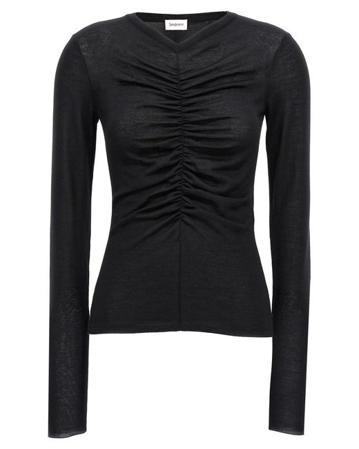 Saint Laurent Black Curled Sweater