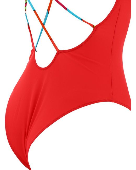 Emilio Pucci Red Iride-Print Swimsuit