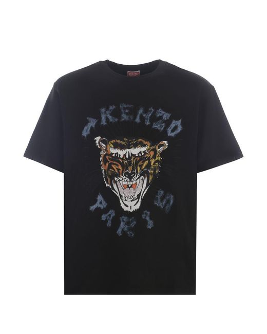 KENZO Black T-Shirt " Drawn Varsit" for men