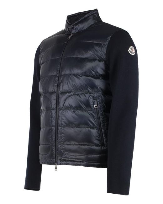 Moncler Blue Cardigan With Padded Front Panel for men