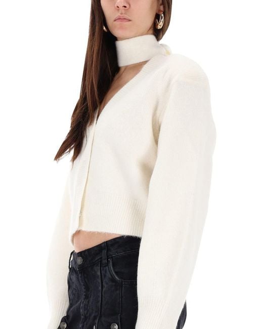 ROTATE BIRGER CHRISTENSEN White Cardigan With Scarf