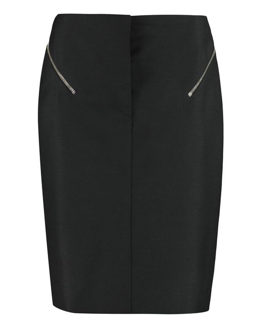 Givenchy Black Stretch Pencil Skirt With Zip