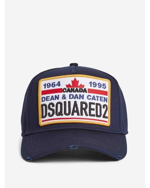 DSquared² Blue Dsquared Hat Wit Logo for men