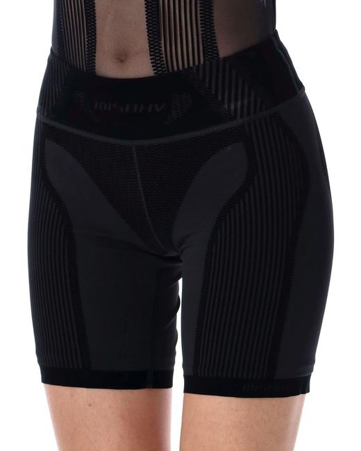 M I S B H V Black Flock Mesh Sport Shorts