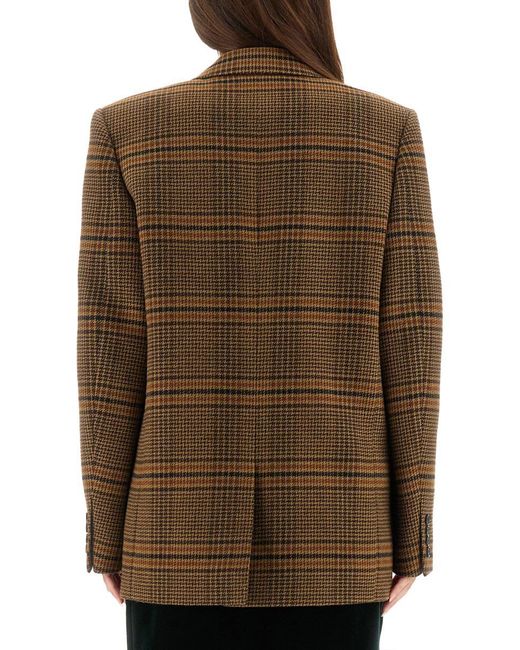 Saint Laurent Brown Prince Of Wales Wool Jacket