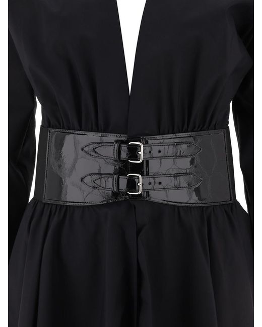 Alaïa Black Poplin Cross Belt Dress
