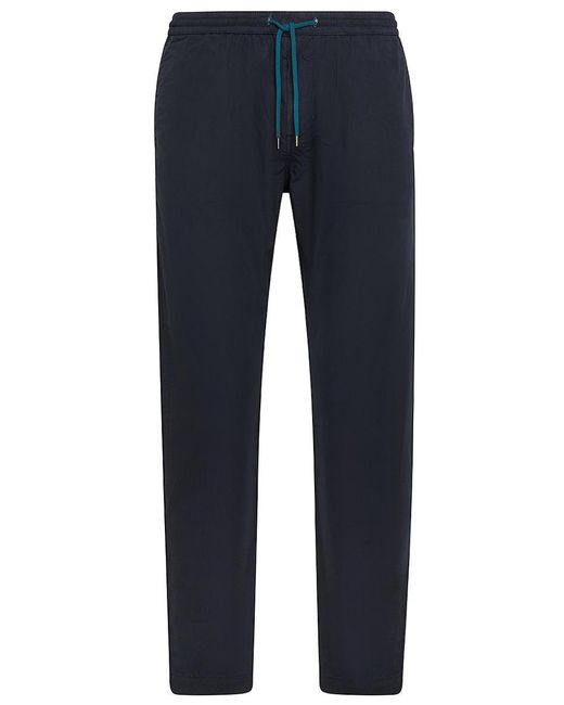 Paul Smith Blue Cotton Pants With Drawstring Waist for men