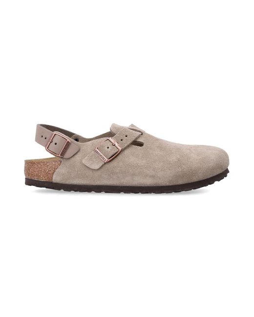 Birkenstock Brown Tokio Nubuck Leather Mules With Strap