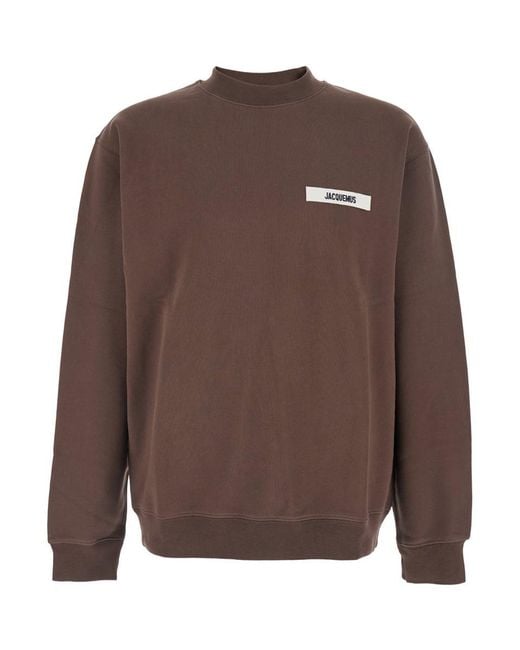 Jacquemus Brown 'Le Sweatshirt Gros-Grain' Sweatshirt With Logo Patch for men