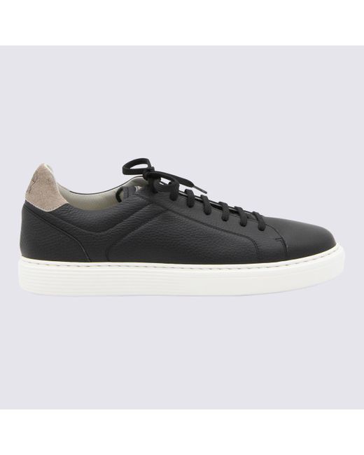 Brunello Cucinelli Black Leather Sneakers for men