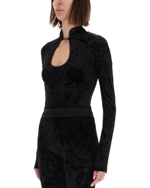 Versace Jeans Couture Black Velvety Top Body