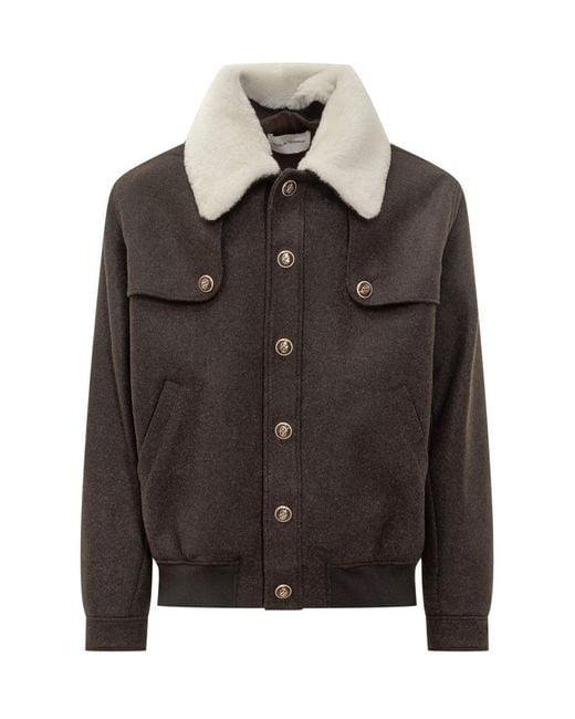 Drole de Monsieur Men's Black Jacket With Shearling Collar