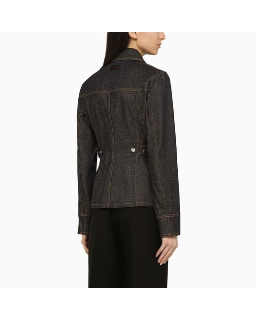 Ferragamo Black Dark Denim Single Breasted Jacket